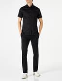 Armani Exchange Herren Stretch Satin Slim Freizeithemd, Schwarz, S - 2