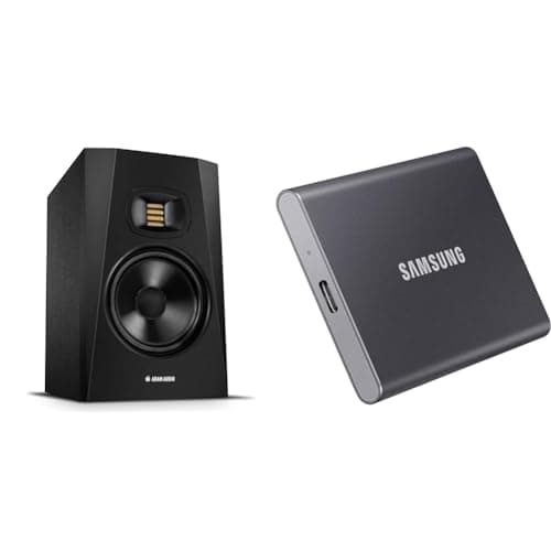 ADAM Audio T7V Studio Monitor for recording, mixing and mastering, Studio Quality Sound (Single) & Samsung T7 Portable SSD - 1 TB - USB 3.2 Gen.2 External SSD Titanium Grey (MU-PC1T0T/WW)