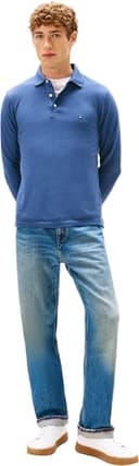 Tommy Hilfiger Men’s Slim Basic Long Sleeve Polo Shirt, Blue (Aegean Sea), M - 5