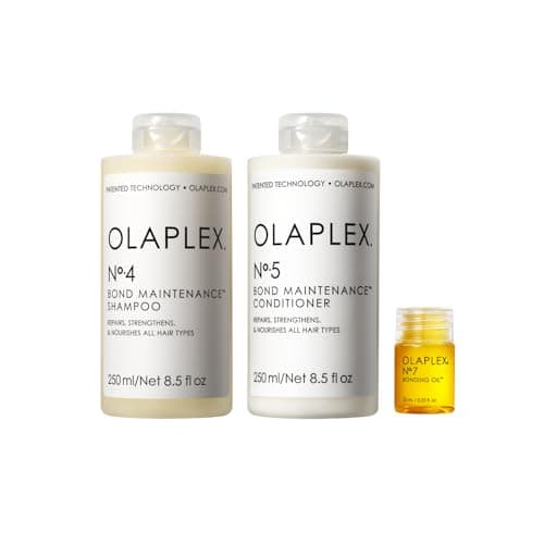 Olaplex Wash and Shine Hair Kit: No. 4, 5, 7, Shampoo and Conditioner Set for Cleansing, Hydrating and Controlling Frizz up to 72 Hours, Bonding Oil for Shine and Protection, for All Hair Types