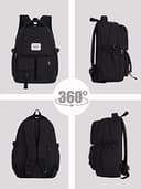 FIORETTO Lightweight School Backpack Womens, Cute School Bag for Teenager Girls, 145.6 Laptop Rucksack Backpack for School Casual Daypacks Travel Backpack for College Work Black 25L - 7