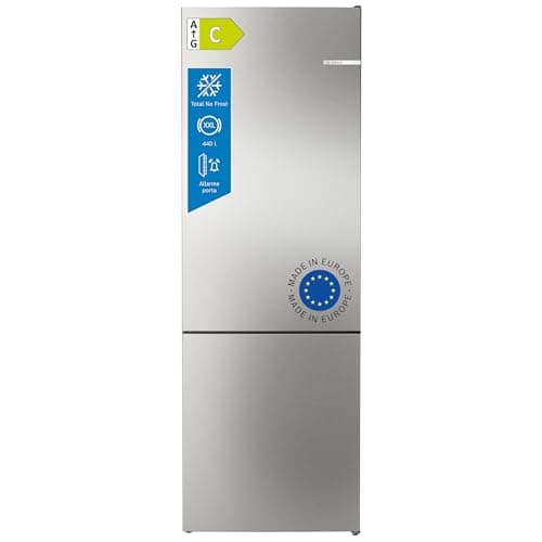 Bosch KGN494ICF Serie 4, Frigorifero combinato da libera installazione, Total No Frost, VitaFresh XXL: Spazio extra-large per i tuoi cibi freschi, PerfectFit, Luce LED, Acciaio, 203 x 70 cm