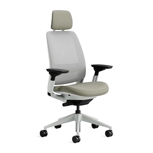 Sedia da ufficio ergonomica Steelcase Series 2 con supporto lombare LiveBack, braccioli 4D, poggiatesta regolabile Truffle; Prodotto in Europa