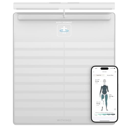WITHINGS Body Scan - Báscula wi-fi conectada para mejorar su salud, báscula de medidor de impedancia, análisis de composición corporal, grasa corporal, masa muscular, masa de agua, electrocardiograma.