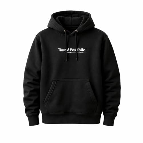 GEOLIER Official “Tutto È Possibile” – Felpa Nera con Cappuccio – Logo Album sul Fronte e Foto Ufficiale sul Retro – Merchandising Ufficiale (IT, Testo, L, Regular, Regular)