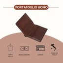 Mauro Pelletteria Mini Portafoglio Uomo in Vera Pelle Artigianale Made in Italy Portafoglio Uomo Piccolo Porta Carte di Credito Sei Scomparti e Tasca per Banconote Testa Moro - 3