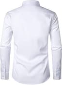 PARKLEES Men's Urban Stylish Casual Business Slim Fit Long Sleeve Button Up Dress Shirt with Pocket White M - 3
