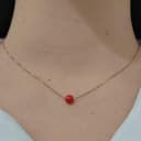 Catenina argento 925 rodiato dorato o ramato con ciondolo sfera pallina 6 mm corallo naturale rosso pendente minimal gioiello artigianale ragazza donna elegante (Argento ramato) - 4