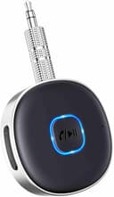 Mohard Receptor Bluetooth 5.0, AUX Adaptador Bluetooth Coche Audio Jack 3.5mm para Estéreo Domestico/Altavoz/Auriculares con Cable, Llamadas Manos Libres y Conexión Dual, Tiempo de Reproducción 16H - 1