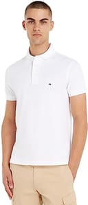 Tommy Hilfiger Men’s Short Sleeve 1985 Slim Fit Polo Shirt, White (White), L - 1