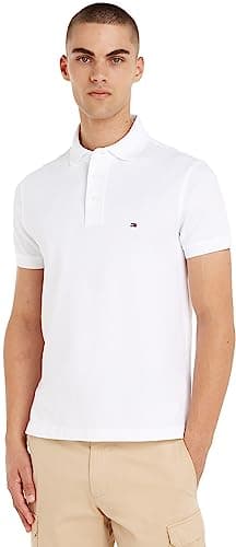 Tommy Hilfiger Maglietta Polo Maniche Corte Uomo 1985 Slim Fit, Bianco (White), XL