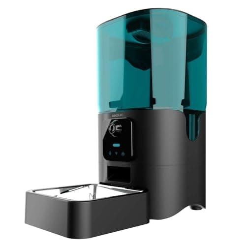 Cecotec Comedero Dispensador Automático para Mascotas con Control WiFi, Cámara, Grabadora de Voz Pumba 6000 Purrfect Meal Smart Vision. 6L, Control de Porciones, Alarma, Cuenco de Acero INOX