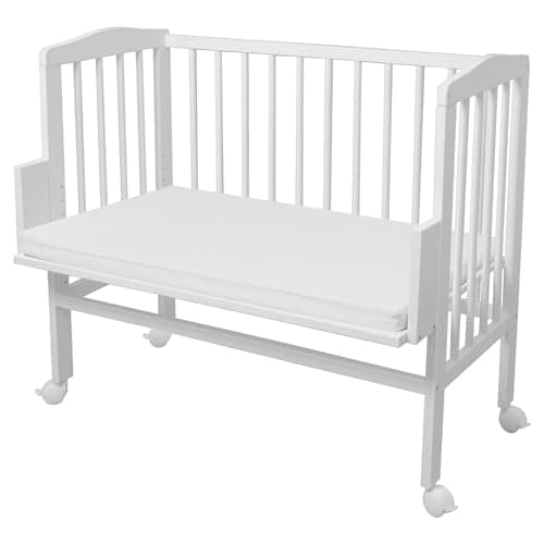 WALDIN Cuna colecho, Altura Regulable, Natural sin tratamientos o Lacado en Blanco,Lacado en Blanco Extra Large 90x55cm