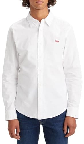 Levi's Long-Sleeve Battery Housemark Slim Camisa, White, S Hombre
