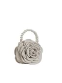 SFOIKVG Borsa uncinetto Borsa a mano con pochette a forma di fiore rosa, borsa a in tessuto jacquard all'uncinetto per le Vacanze Giornaliere(Off white) - 1