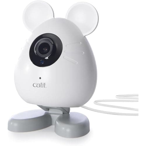 Catit PIXI Smart Mouse-Shaped Cat indoor Camera, App-Controlled Pet, White