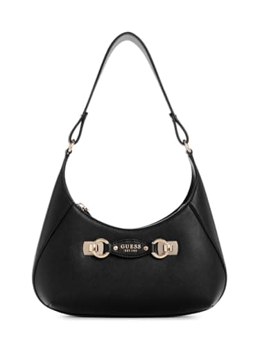 GUESS Mimina Top Zip Shoulder Bag, Borsa a Tracolla Donna, Nero, Taglia Unica