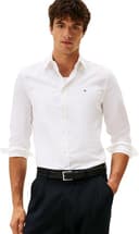 Tommy Hilfiger Uomo Camicia Flex Poplin Kent Collar Slim Fit, Bianco (White), XS - 1
