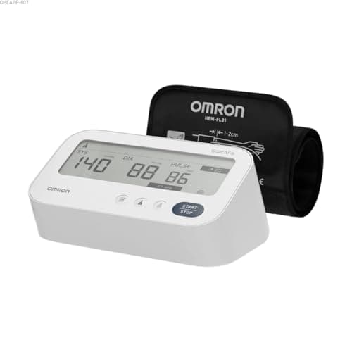 OMRON M3 Comfort AFib – Tensiómetro automático de brazo con detección de fibrilación auricular + funda IntelliWrap, medición de 3 vías, 2 memorias, perfecto para el hogar y la prevención