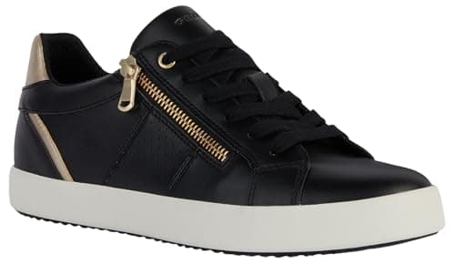 Geox Women's D Blomiee E Sneaker, Black Lt Gold, 6 UK