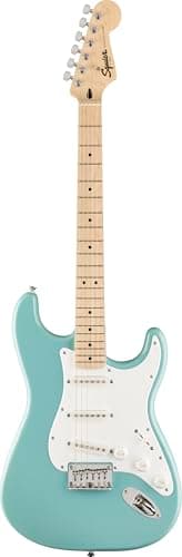 Squier by Fender Limited Edition Sonic® Stratocaster® Electric Guitar HT, Maple Fingerboard, White Pickguard, Tropical Turquoise