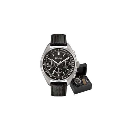 Bulova Lunar Pilot Pilota Lunare 96B251 - Orologio design con cinturino in pelle - uomo - nero