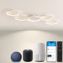 Yuanfenghua Plafoniera LED, Smart lampada da soffitto Alexa con telecomando che cambia colore, lampada da camera da letto soggiorno illuminazione moderna a soffitto lampadario, 90cm, bianco - 1