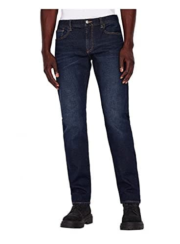 Armani Exchange Men's Jeans, Dark wash, tobacco stitching, stretch cotton