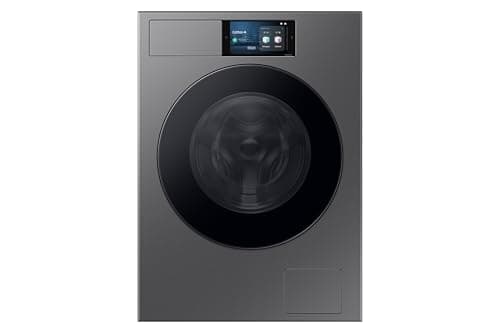 Samsung BESPOKE AI Laundry WF90F09C4S/U3 Waschmaschine Freistehend, 9 kg, WLAN, Ecodosator, AI Home Display, Energieklasse A-55%, Gehäuse: Dark Silver Steel, Bullauge: Schwarz, 60 x 85 x 60 cm