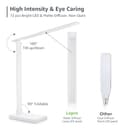 Lepro Desk Lamp, LED Desk Lamp with Power Adapter, 9.2W 800lm, Dimmable Desk Lamps Office, 5 Brightness Levels x 5 Colour Modes, Touch Control, Suit for Office, Study, Bedroom, Nails, Reading, White - 6