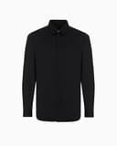 Armani Exchange Herren Smart Stretch Satin Freizeithemd, Schwarz, XL - 1