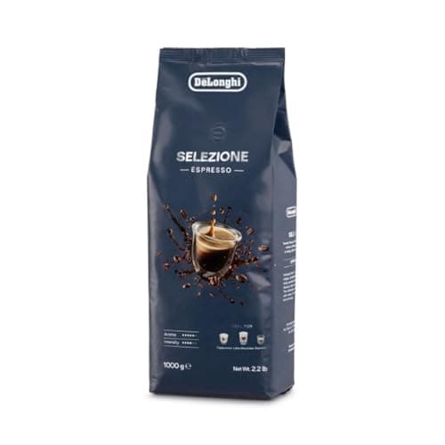 DeLonghi Café en Grano Natural 1kg Selezione Espresso para Moler y para Cafetera Superautomática - Café de Tueste Medio Intenso 70% Arábica y 30% Robusta - Intensidad 4/6, Aroma 5/6 y Sabor Dulce