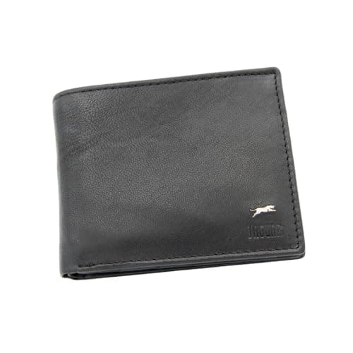 JAGUAR Cartera de hombre de piel auténtica con compartimentos para tarjetas con protección RFID, monedero billetes y documentos, idea de regalo para hombre de diseño clásico, ligera (solo 70 g), color