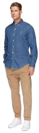 POLO RALPH LAUREN Men's Long Sleeve Slim Fit Oxford Button Down Shirt, Rl Dark Chambray, Medium - 4
