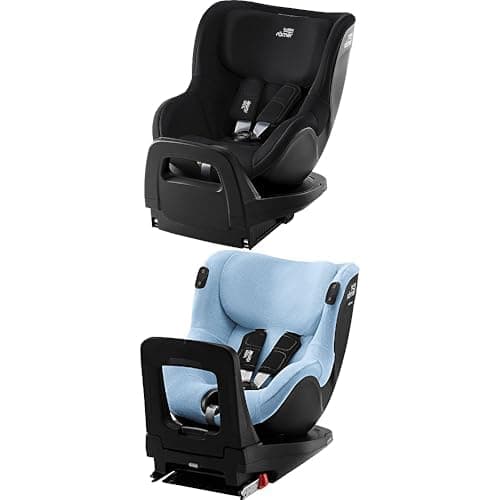 Bundle of Britax Römer DUALFIX 2 Z-LINE Child Seat 360° Rotatable for Children from 61-105 cm (i-Size), 3 Months to 4 Years, Space Black + Summer Cover DUALFIX 2 Z-LINE, Blue