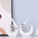 XMGZQ Blanco y Plata Estatua de Cerámica Juego de 2,Modernos Escultura de Arte Abstracta,Objetos Decoraciones,Centros Decorativos de Mesa Comedor,Figuras Decoracion Hogar Adornos Salon - 4