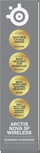 SteelSeries Arctis Nova 3P - Cuffie da gioco multipiattaforma wireless - Controllo via app - Batteria 40h - Driver magnetici al neodimio - 2,4GHz/BT - Mic staccabile - PS5, PS4, PC, Switch - Acqua - 17