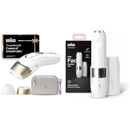 Bundle of Braun IPL Silk-Expert Pro 5, at Home Hair Removal, Alternative for Laser Hair Removal, Venus Razor, 2 Years of Smooth Skin, Gift for Women, White/Gold, Braun Face Mini Hair Remover, FS1000