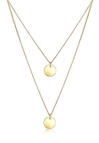 Elli Necklace Layer-Look with Geo Minimal Platelet Pendants in 925 Sterling Silver Gold Plated