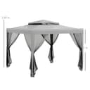 Outsunny 3 x 3 m Gazebo, Netting Party Tent, Patio Canopy Outdoor Event Shelter with Double Tier Roof for Activities, Shade Resistant, Light Grey - 3