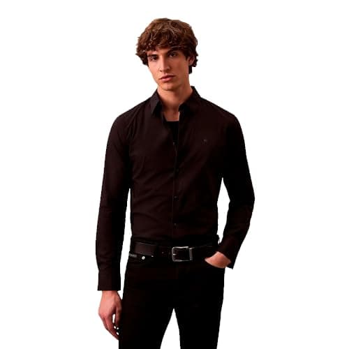 Calvin Klein Solid Stretch Slim Fit Long Sleeve Shirt M