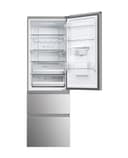 Haier 3D 60 Series 5 Freestanding Fridge Freezer with Water Dispenser, 3 Doors, Total No Frost, E Class, 357L Total Capacity, hOn App, AI & Wi-Fi Connected, Silver, 60x67x185 cm - HTW5618EWMG - 3