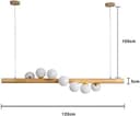Azanaz Lampada a sospensione Legno Lampada da tavolo da pranzo Vintage,La trave di legno è lunga 120 cm, con 7 sfere di vetro - regolabile in altezza,Lampadario per Della Bar Sala da Pranzo - 6