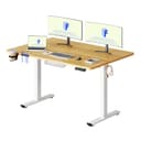 FLEXISPOT Escritorio Elevable Eléctrico Mesa Escritorio con Tablero140x60cm, Standing Desk, Mesa Elevable con 2 Ganchos, Portavasos y Organizador de Cables, 4 Botones de Memoria, para Oficina & Hogar - 1