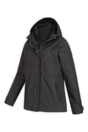 Mountain Warehouse Fell Womens 3 in 1 Jacket -Water Resistant Rain Jacket, Adjustable Hood Ladies Triclimate Jacket, Packable Hood - Ideal Womens Coat for Walking Black Women's Size 14 - 6