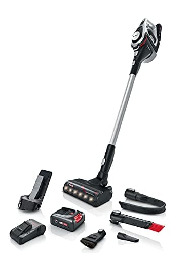 Bosch BCS8224GB Unlimited 8 ProHome Cordless Stick Vacuum Cleaner, With Quick Charger, Suitable for All Floor Types, 2 Interchangeable 18V Batteries, 60 Minutes Run Time, White
