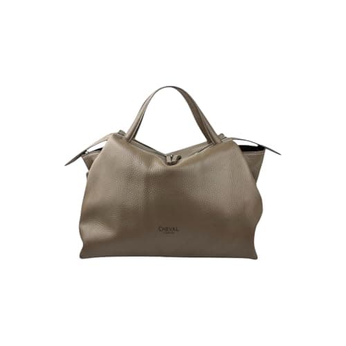 Cheval Firenze Bolso de mano Algedi, piel auténtica, fabricado en Italia, Taupe Oscuro
