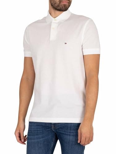 Tommy Hilfiger Maglietta Polo Maniche Corte Uomo 1985 Regular Fit, Bianco (White), L