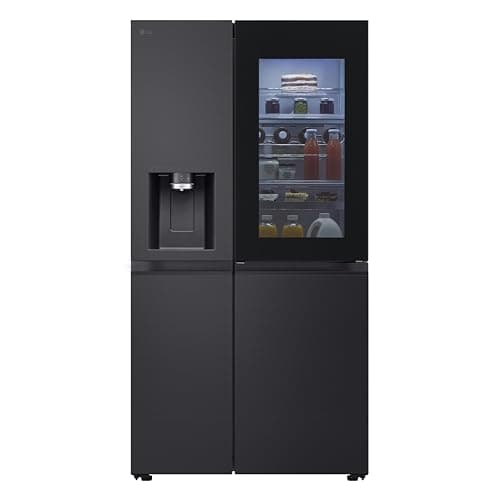LG GSXE91EVAD Frigorifero Americano Side by Side InstaView Door-in-Door, Classe D, 628 L, Wi-Fi, Frigorifero con Dispenser Acqua UVnano Senza Allaccio, Tecnologia Door and Linear Cooling, Acciaio Nero