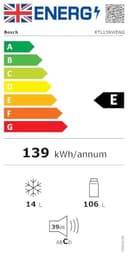 BOSCH, Series 2, KTL15NWEAG, Undercounter Fridge with Icebox, MultiBox, LED light, 2 glass shelves, 3 door shelves, Integrated horizontal handle, door alarm, SuperCooling in White - 6